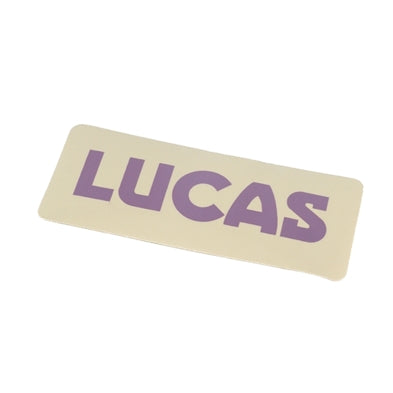 Lucas klistermærke til batteri
