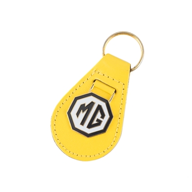 Nøglering i gult læder med MG Logo