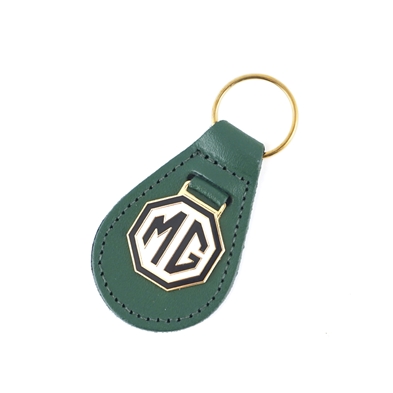 Nøglering i grønt læder med MG logo