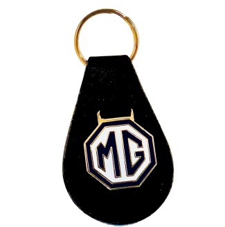 Nøglering i sort læder med MG logo