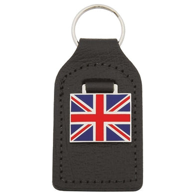 Nøglering Union Jack logo - sort læder