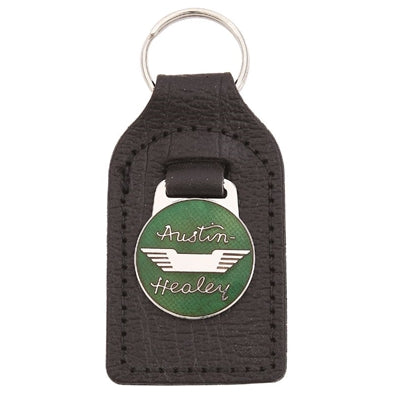 Nøglering Austin Healey grøn logo i læder