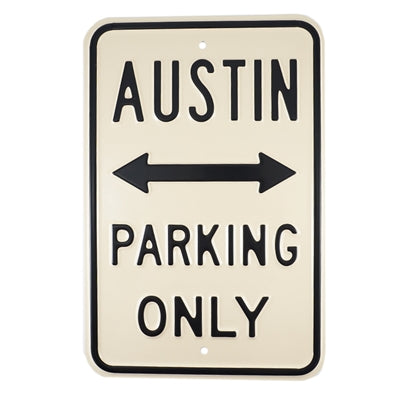 Austin parking only emaljeskilt