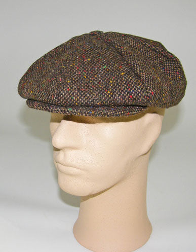 Vintage Eight-piece Cap Brown Tweed S
