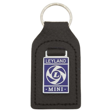 Nøglering Leyland Mini logo-sort læder