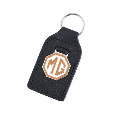 Nøglering MG Logo brun/creme i læder