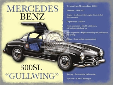 Mercedes Benz 300SL Wing metal 30x40cm