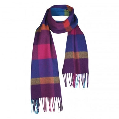 Tørklæde i blød lammeuld - multicolor checks
